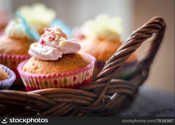 display of cake and cupcakes