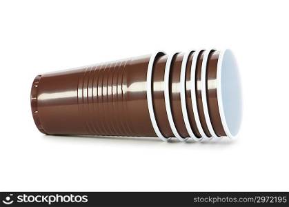 Disposable cups isolated on white background