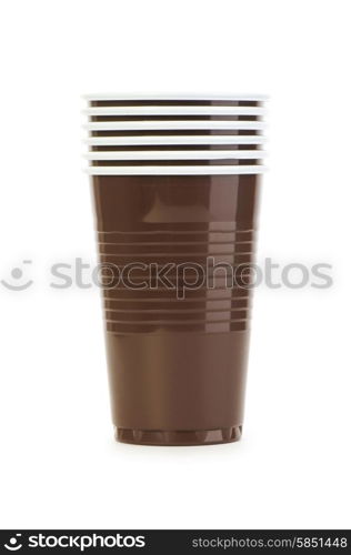 Disposable cups isolated on white background