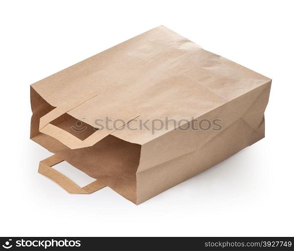 disposable paper bag on white background. with clipping path