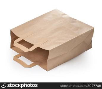 disposable paper bag on white background. with clipping path