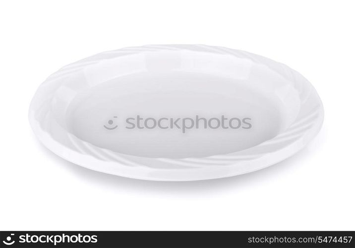 Disposable plastic plate isolated on white