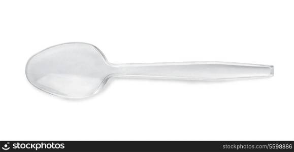 Disposable plastic spoon isolated on white