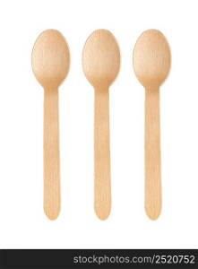 Disposable wooden spoon isolated on white background