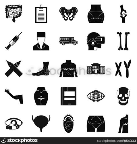 Dissection icons set. Simple set of 25 dissection vector icons for web isolated on white background. Dissection icons set, simple style