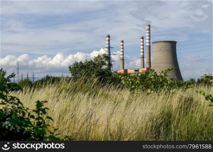 Distance view to Thermoelectric power plant Sofia Iztok, Bulgaria