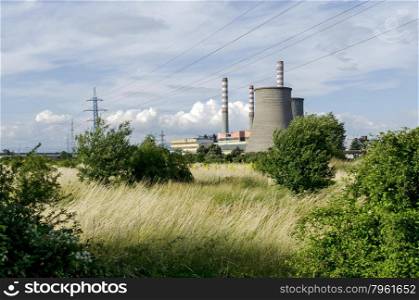 Distance view to Thermoelectric power plant Sofia Iztok, Bulgaria