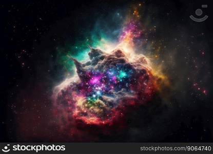 Distant galaxy in space. Stars, nebulas and dark matter. Generative AI.. Distant galaxy in space. Stars, nebulas and dark matter. Generative AI
