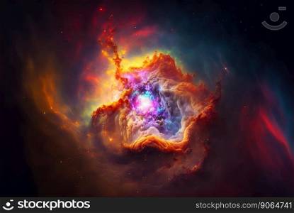 Distant galaxy in space. Stars, nebulas and dark matter. Generative AI.. Distant galaxy in space. Stars, nebulas and dark matter. Generative AI