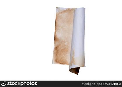 Distressed paper used to create composites manuscripts. Isolated on white with a clipping path