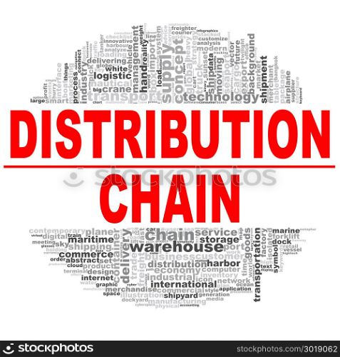 Distribution chain word cloud. Creative illustration of idea word lettering typography . 3D rendering.