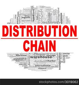 Distribution chain word cloud. Creative illustration of idea word lettering typography . 3D rendering.
