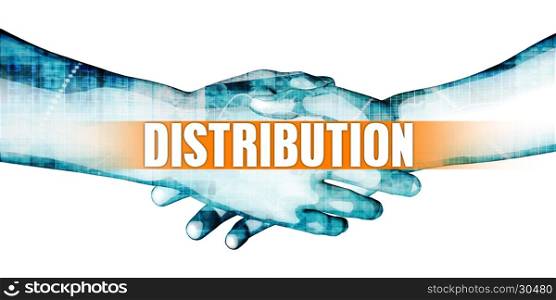 Distribution Concept with Businessmen Handshake on White Background. Distribution
