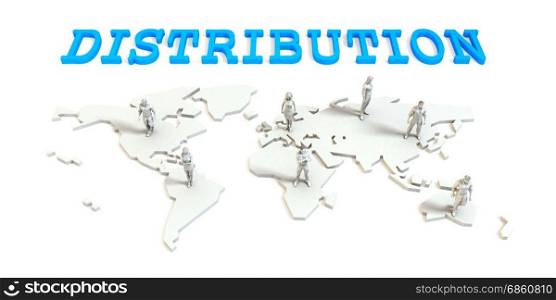 Distribution Global Business Abstract with People Standing on Map. Distribution Global Business
