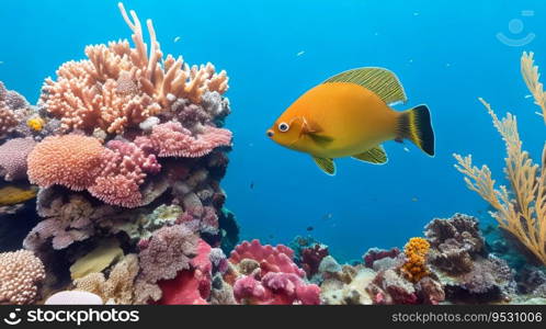 Dive into a World of Color  Fish Among Vibrant Corals. Generative AI.