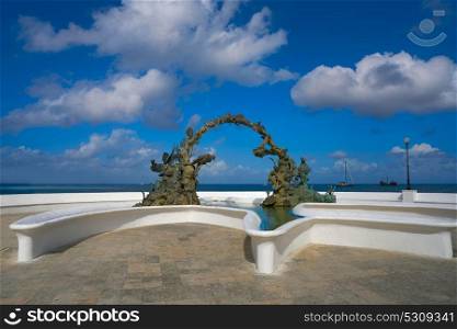 Divers fountain in Cozumel at Riviera Maya of Mexico