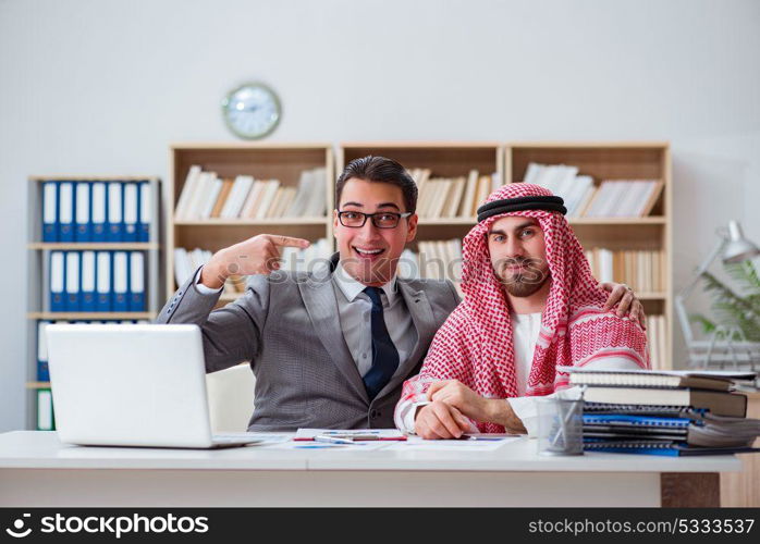 Diverse business concept with arab businessman