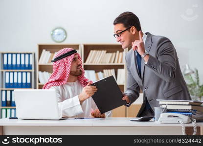 Diverse business concept with arab businessman