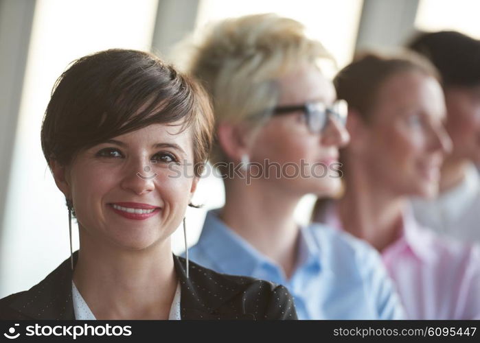 diverse business people group standing together as team in modern bright office interior