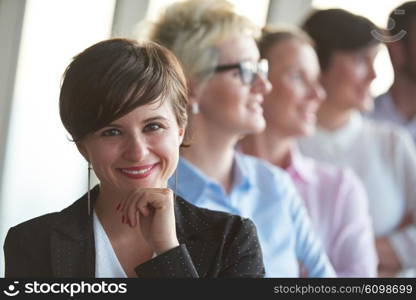 diverse business people group standing together as team in modern bright office interior