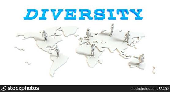 Diversity Global Business Abstract with People Standing on Map. Diversity Global Business