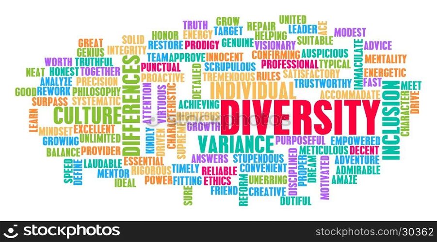 Diversity Word Cloud Concept on White. Diversity Word Cloud Concept