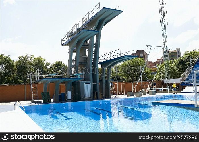 Diving platform at a swimming pool