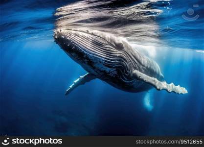 Diving with humpback whales created with generative AI technology