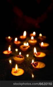 Diwali lights oil candles, India. Diwali lights, India