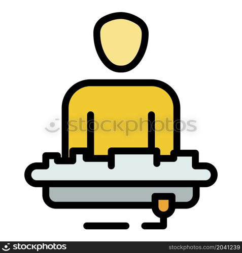 DJ at the console icon. Outline DJ at the console vector icon color flat isolated. DJ at the console icon color outline vector