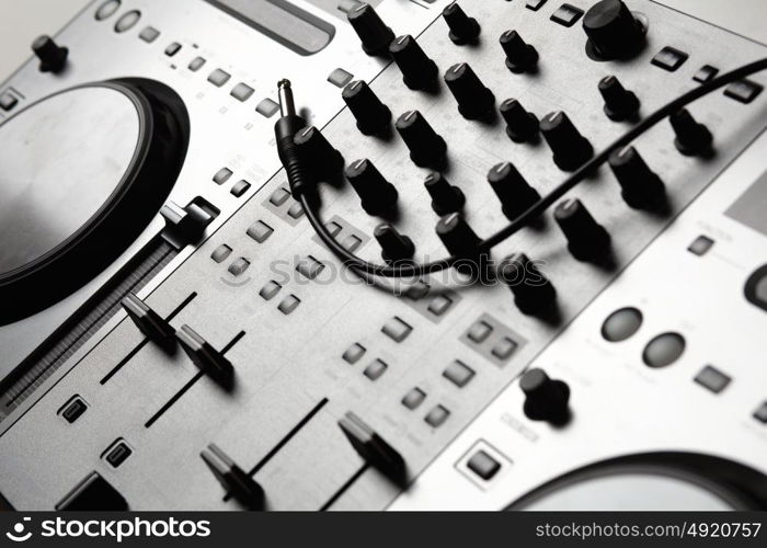 dj mixer. Dj mixer equipment to control sound and play music