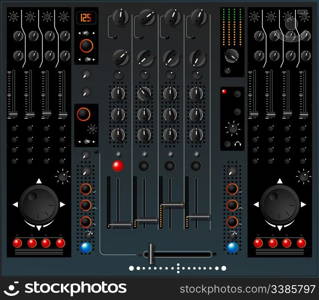 DJ mixer table, isolated and grouped objects over white background