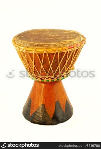 Djembe. A percussion musical instrument on white background.. Djembe