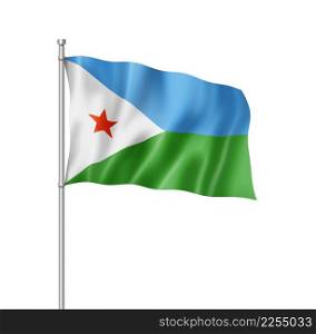 Djibouti flag, three dimensional render, isolated on white. Djibouti flag isolated on white