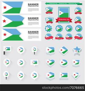 djibouti independence day, infographic, and label Set.