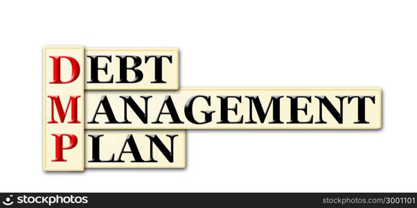 DMP - Debt Management Plan acronym on white background