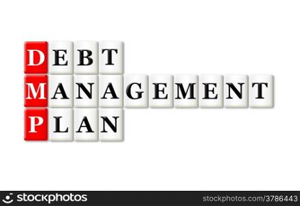 DMP - Debt Management Plan acronym on white background