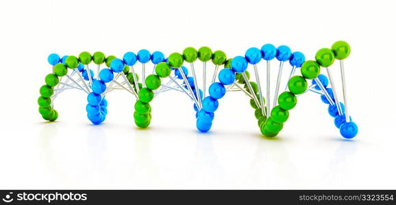 Dna 3d render illustration isolated on white background