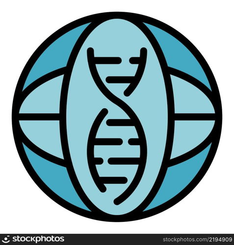 Dna chain icon. Outline dna chain vector icon color flat isolated. Dna chain icon color outline vector