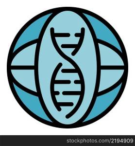 Dna chain icon. Outline dna chain vector icon color flat isolated. Dna chain icon color outline vector