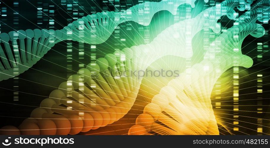 DNA Helix Strand Abstract Background Concept Art. DNA Helix Strand