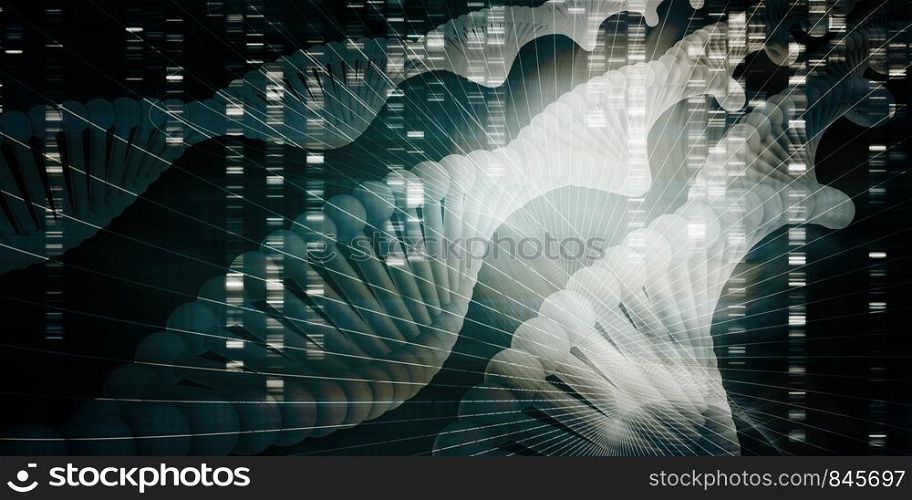 DNA Helix Strand Abstract Background Concept Art. DNA Helix Strand