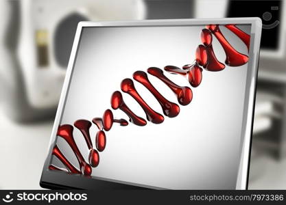 DNA model on monitor in laboratory