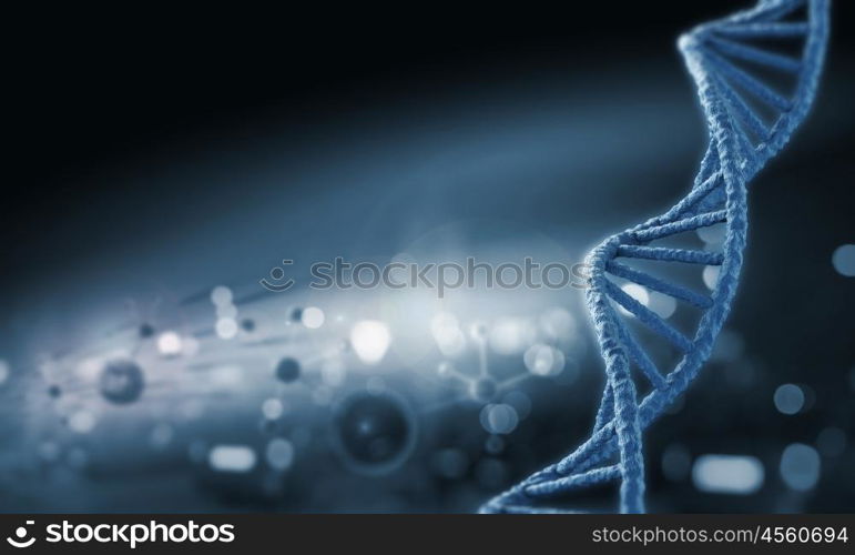 DNA molecule. Biochemistry background concept with high tech dna molecule