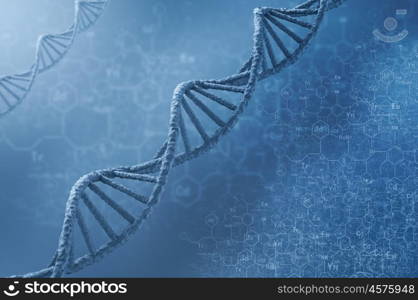 DNA molecule. Biochemistry background concept with high tech dna molecule