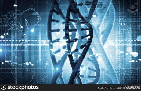 DNA molecule. Biochemistry background concept with high tech dna molecule