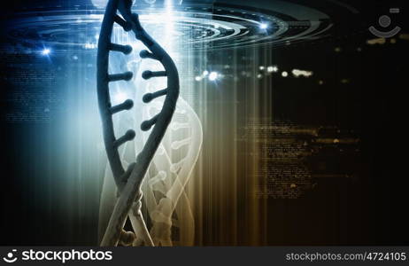 DNA molecule. Biochemistry background concept with high tech dna molecule