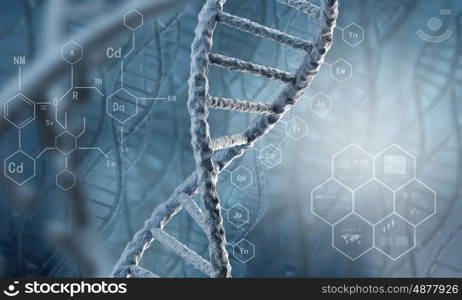 DNA molecule. Biochemistry background concept with high tech dna molecule