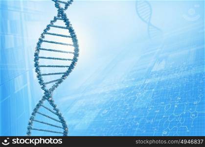 DNA molecule. Biochemistry background concept with high tech dna molecule