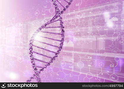 DNA molecule. Biochemistry background concept with high tech dna molecule